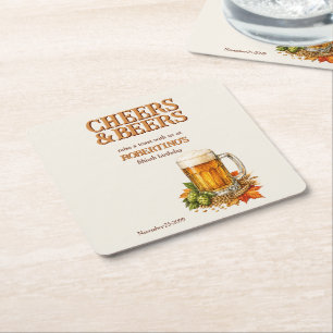 Porta-copo De Papel Quadrado Festa de 50 anos Rustic Men's Cheers and Beers