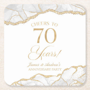 Porta-copo De Papel Quadrado Festa de 70 de Agate Dourado Elegante