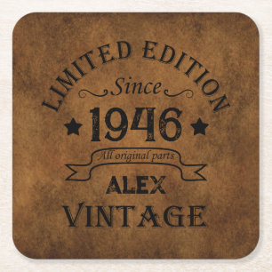 Porta-copo De Papel Quadrado Festa de aniversário de 80 de oitava safra persona