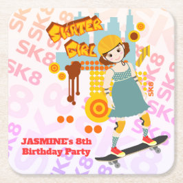 Porta-copo De Papel Quadrado Festa de aniversário de diversão do Skater Park