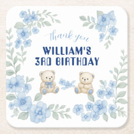 Porta-copo De Papel Quadrado Festa de aniversário do Urso de Teddy