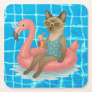 Porta-copo De Papel Quadrado Festa de Aniversário na Piscina para Amantes de Ga