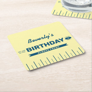 Porta-copo De Papel Quadrado Festa de Aniversário Personalizada Retro Butter St