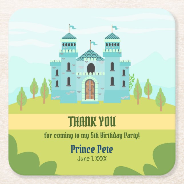 Porta-copo De Papel Quadrado Festa de aniversário Royal Prince Boy (Frente)