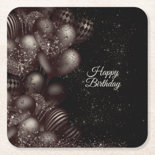 Porta-copo De Papel Quadrado Festa de Balões Negros de Aniversário