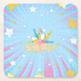 Porta-copo De Papel Quadrado Festa de Boliches Divertida e Colorida