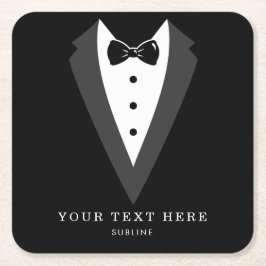 Porta-copo De Papel Quadrado Festa de casamento Padrinho de casamento preto do 