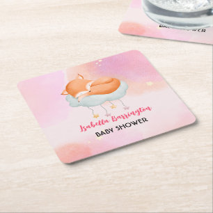 Porta-copo De Papel Quadrado Festa de chá de fraldas de balões com estrela verm