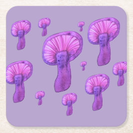 Porta-copo De Papel Quadrado Festa de cogumelos roxos