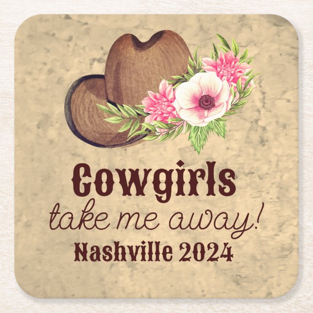 Porta-copo De Papel Quadrado Festa de Despedida de Solteira Country Rosa Rústic (Frente)