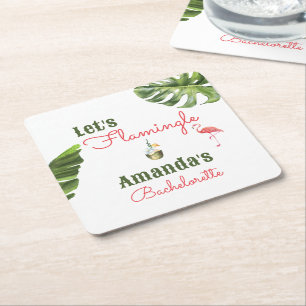 Porta-copo De Papel Quadrado Festa de Despedida de Solteira Last Flamingle Palm