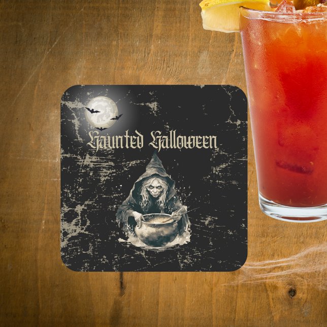 Porta-copo De Papel Quadrado Festa de fantasia de bruxas assombradas (Criador carregado)