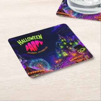 Porta-copo De Papel Quadrado Festa de Halloween Neon Assustador