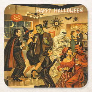Porta-copo De Papel Quadrado Festa de Martini de Halloween Retro Meados do Sécu