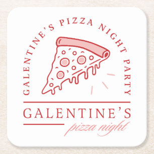 Porta-copo De Papel Quadrado Festa de namorados de pizza de Galentines
