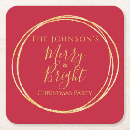 Porta-copo De Papel Quadrado Festa de Natal Dourada