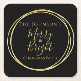 Porta-copo De Papel Quadrado Festa de Natal Dourada