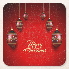 Porta-copo De Papel Quadrado Festa de Natal Vermelho Dourado de Inverno Elegant