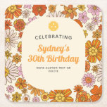 Porta-copo De Papel Quadrado Festa de Pickleball com Padrão Floral do Hippie 70<br><div class="desc">Porta copos de papel super divertido para a próxima festa de piquete - o design apresenta um padrão floral retrô e o seu texto personalizado. Perfeito para festas de aniversário ou festas cotidianas.</div>