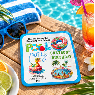Porta-copo De Papel Quadrado Festa de Piscina para Adultos Verão Praia Aniversá