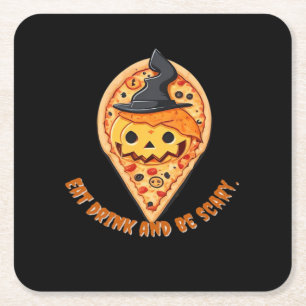 Porta-copo De Papel Quadrado Festa de Pizza Halloween Abóbora Chapéu de Bruxa E