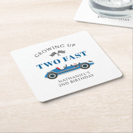 Porta-copo De Papel Quadrado Festa de segundo aniversário de Carro Corrente Azu