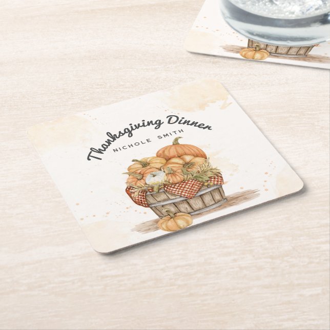 Porta-copo De Papel Quadrado Festa Jante de Ação de Graças (Inclinado)