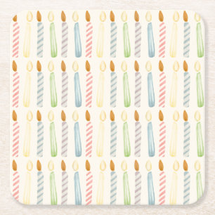 Porta-copo De Papel Quadrado Festa Simples de Velas de Aniversário