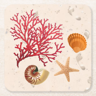 Porta-copo De Papel Quadrado Festa temática na praia