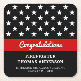 Porta-copo De Papel Quadrado Festa Thin Red Line Fina de Graduação de Bombeiro