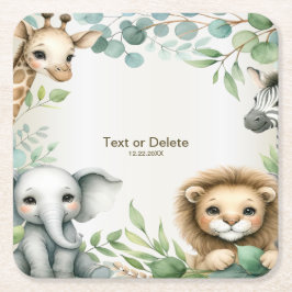 Porta-copo De Papel Quadrado Festa Tropical de Animais Safari Selvagens