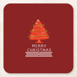 Porta-copo De Papel Quadrado Festive Merry Christmas Napkin