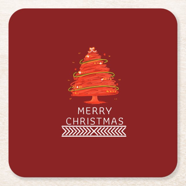 Porta-copo De Papel Quadrado Festive Merry Christmas Napkin (Frente)