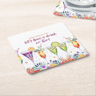 Porta-copo De Papel Quadrado FIESTA Coquetéis Personalizados