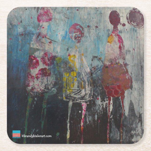 Porta-copo De Papel Quadrado Figuras abstratas (Frente)