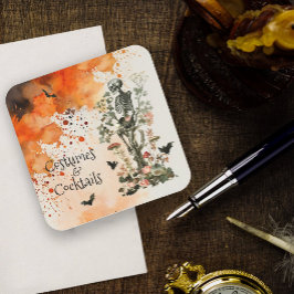 Porta-copo De Papel Quadrado Figurino e Cocktails no Dia das Bruxas da Floresta