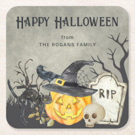 Porta-copo De Papel Quadrado Figurinos e Cocktails no Dia das Bruxas