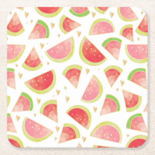 Porta-copo De Papel Quadrado Filas de Watermelon de Verão e Dourado padrão card