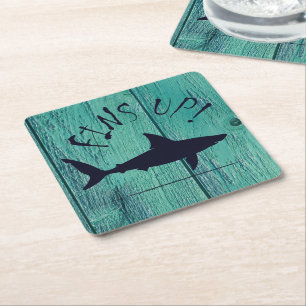 Porta-copo De Papel Quadrado Finaliza A Madeira Excelente Azul De Tubarão Bran