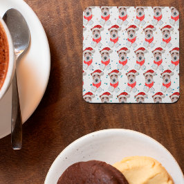 Porta-copo De Papel Quadrado Fio da Raça de Cães Fox Terrier Estrelas de Natal