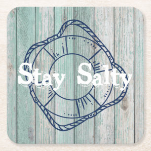 Porta-copo De Papel Quadrado Fique com Salty Beach Life