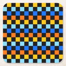 Porta-copo De Papel Quadrado Fire and ice checkerboard pattern