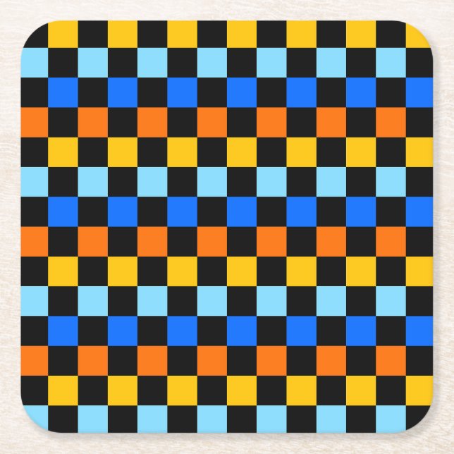 Porta-copo De Papel Quadrado Fire and ice checkerboard pattern (Frente)