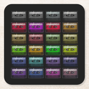 PORTA-COPO DE PAPEL QUADRADO FITAS DE CASSETE RETRO AMOR DE MÚSICA
