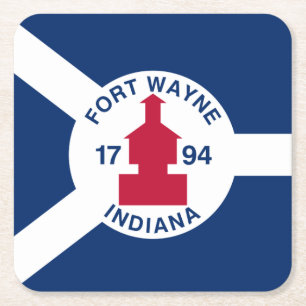 Porta-copo De Papel Quadrado Flag Fort Wayne, Porta copos de Papel Quadrado de 