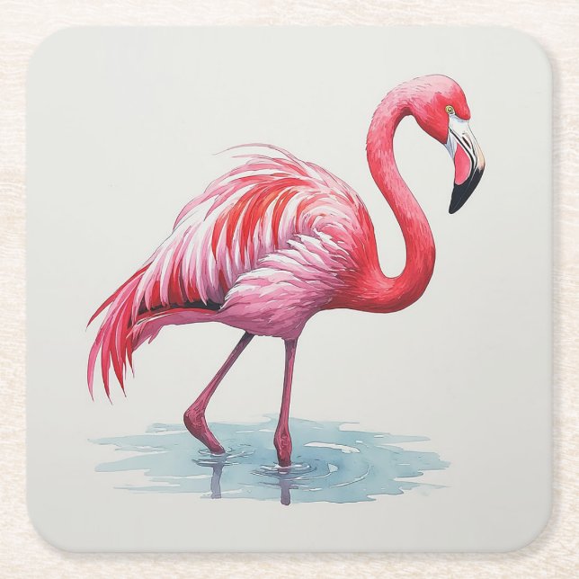 Porta-copo De Papel Quadrado Flamingo (Frente)