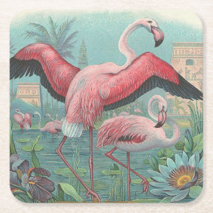 Porta-copo De Papel Quadrado Flamingo