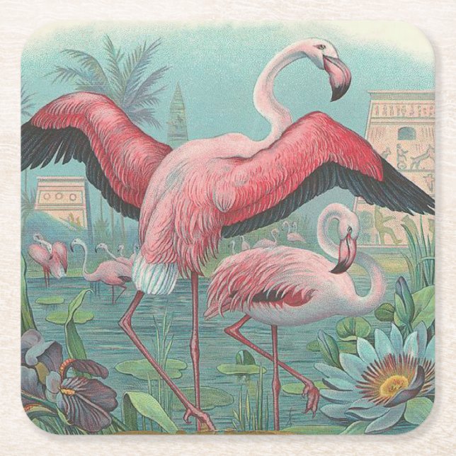 Porta-copo De Papel Quadrado Flamingo (Frente)