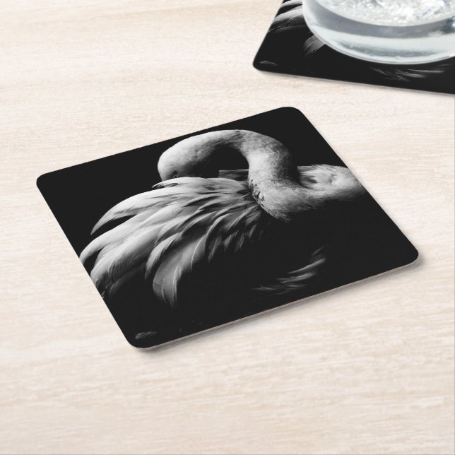Porta-copo De Papel Quadrado Flamingo em Repose (Inclinado)