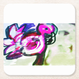 Porta-copo De Papel Quadrado Flamingo, flor, alegria